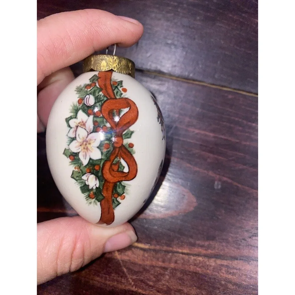 Vintage The Egg Lady Christmas Tree Ornament Santa Claus Hand Painted Elf Crack